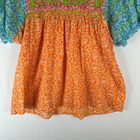 Sister Mary Patsy Embroidered Floral Patchwork Top Puff Sleeve Womens Large - Picture 7 of 9